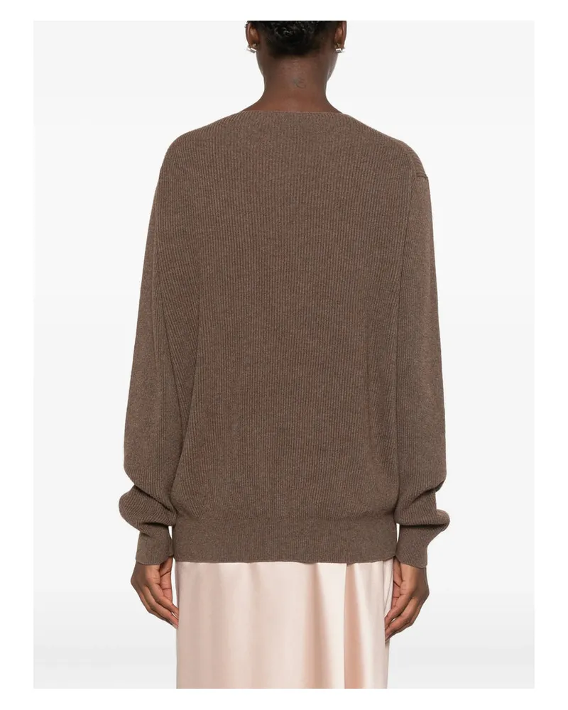 The Row Cotton and Cashmere Knit Sweater — Brown Brown