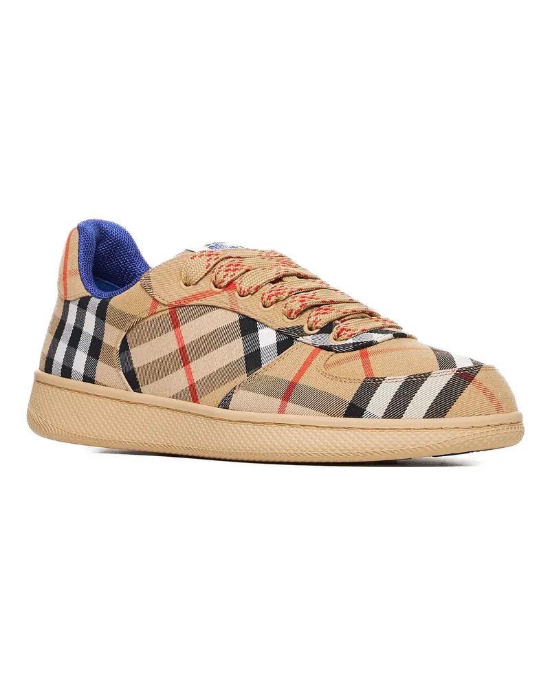 Burberry Men's Sneakers Terrace Check Beige Polyester Trainers Beige