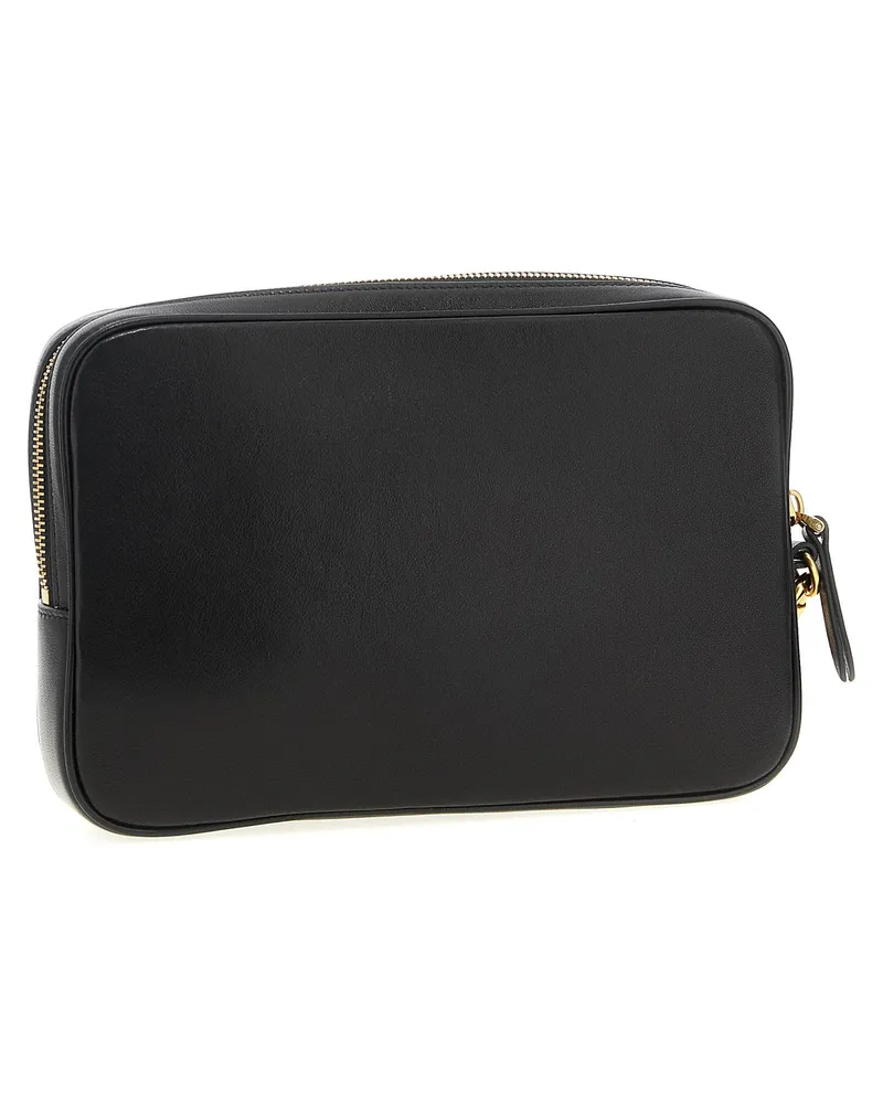 Valentino Garavani VLogo Colorblock Nappa Leather Clutch — Tan Tan