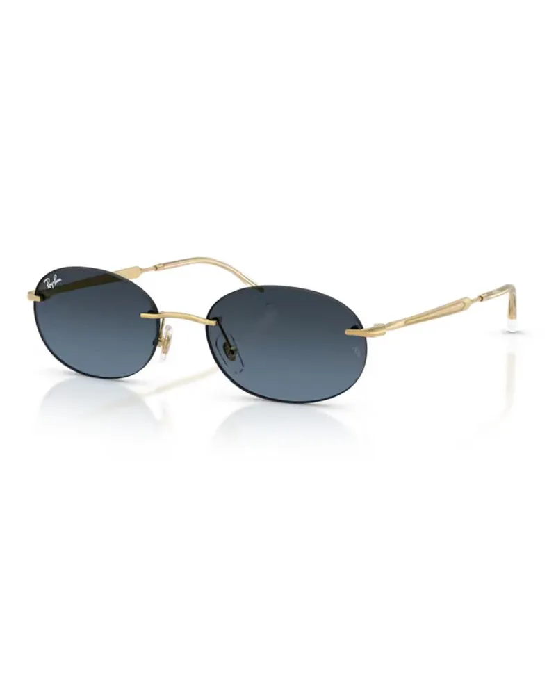 Ray Ban RB37670014C Oval Goldtone Metal Sunglasses — Gold Gold