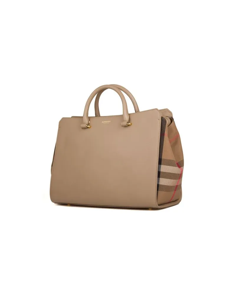 Burberry Banwell Grained Leather Tote Bag — Beige Beige