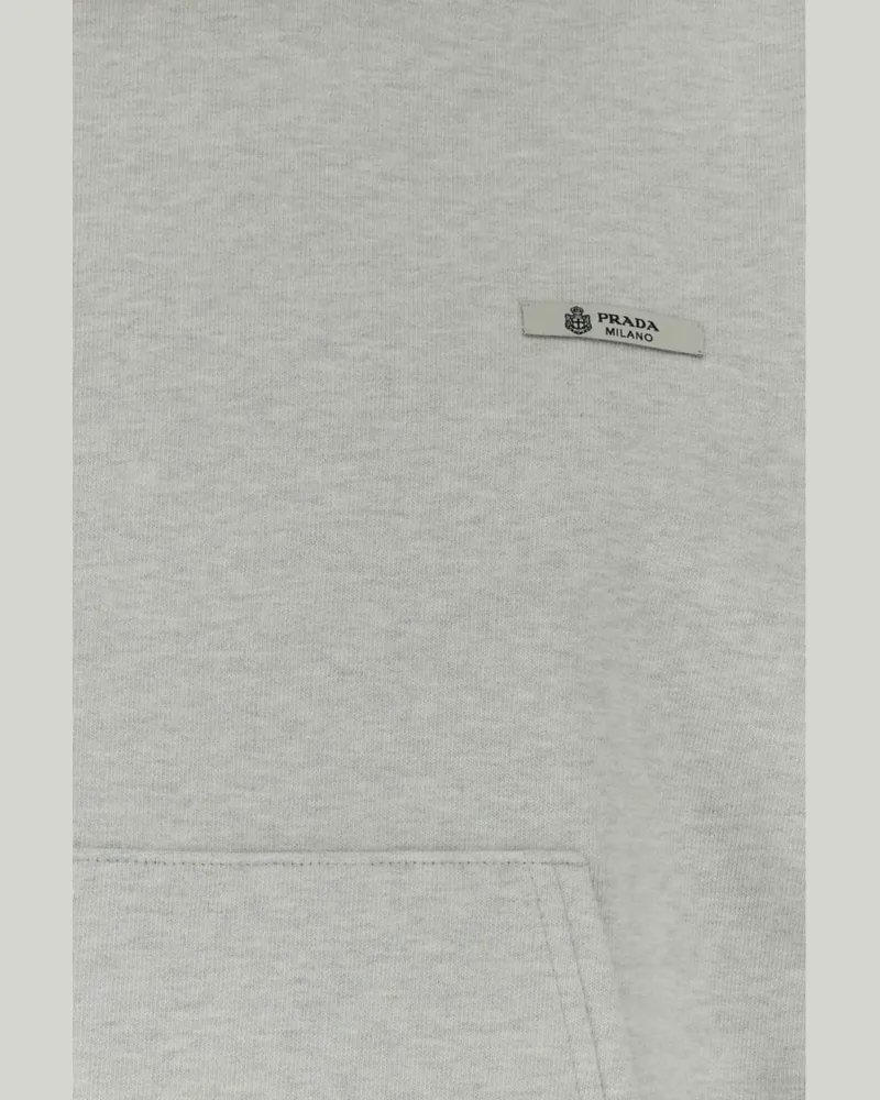 Prada Faux-Fur Hooded Cotton Sweatshirt — Gray Gray