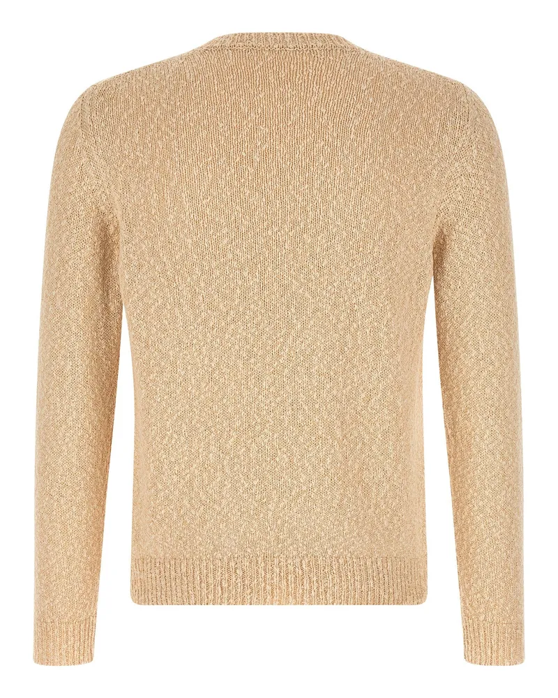 Zanone Two-Tone Knit Cotton Sweater — Beige Beige