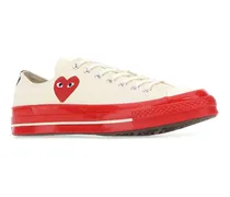 Comme Des Garcons Play Heart-Appliquéd Canvas Sneaker — White