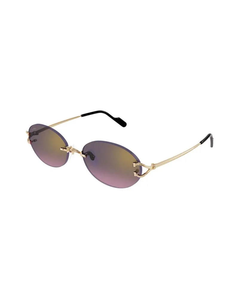 Cartier Women's Sunglasses Purple Gradient-Gold Metal Eyewear - Gradient/gold Purple
