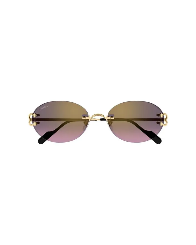 Cartier Women's Sunglasses Purple Gradient-Gold Metal Eyewear - Gradient/gold Purple