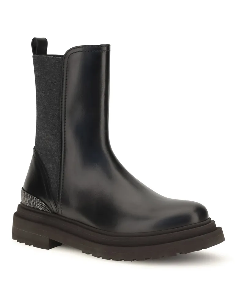 Brunello Cucinelli Leather Chelsea Ankle Chelsea Boot — Black Black