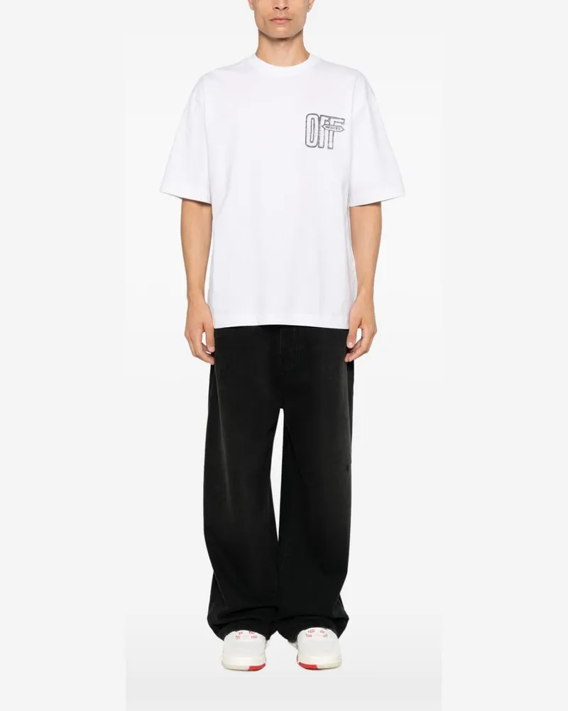 OFF-WHITE Logo-Print Jersey T-Shirt — White White