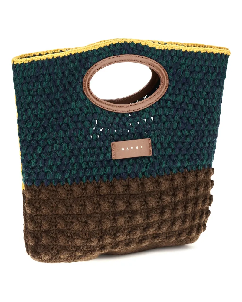 Marni Women's Knotty Crochet Wool Handbag Curds And Whey-Star White- Monaco Blue-Brunette Merino Ovis Aries Handbags Whey/star White/ Blue/brunette Hand Bags Blue