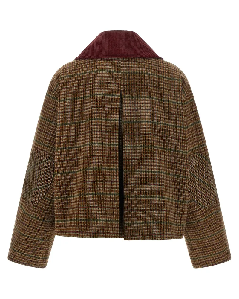 Ganni Check Twill Jacket — Brown Brown