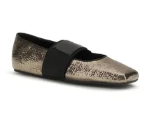 Women's Gold Calf Leather Bos Taurus Ballet Flats