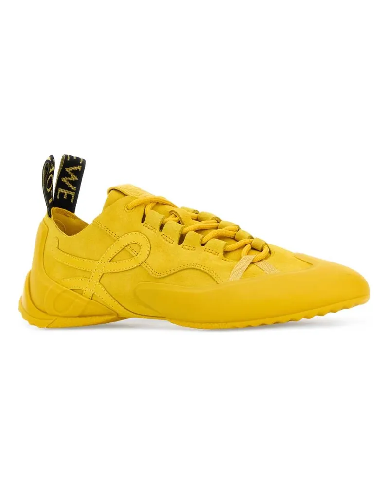 Loewe Women's Yellow Suede Grip Sneakers Sunshine Yellow