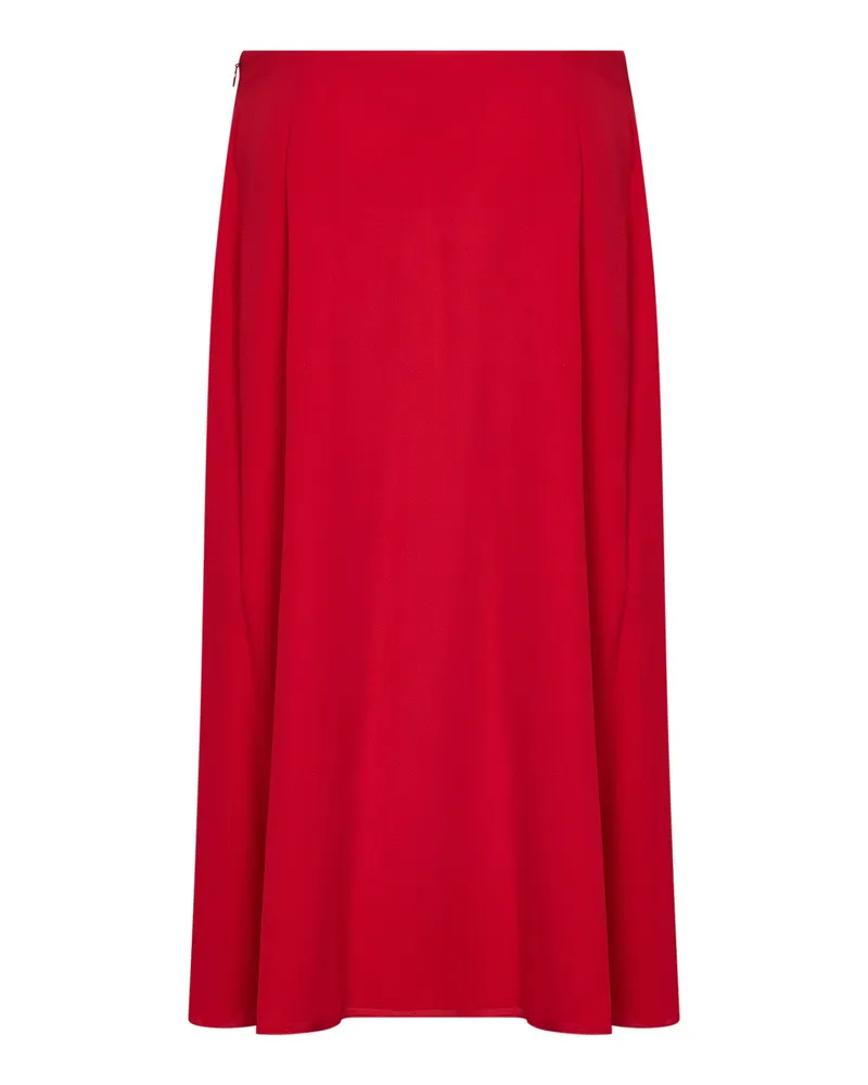 Valentino Garavani Flared Midi Silk Georgette Skirt — Red Red