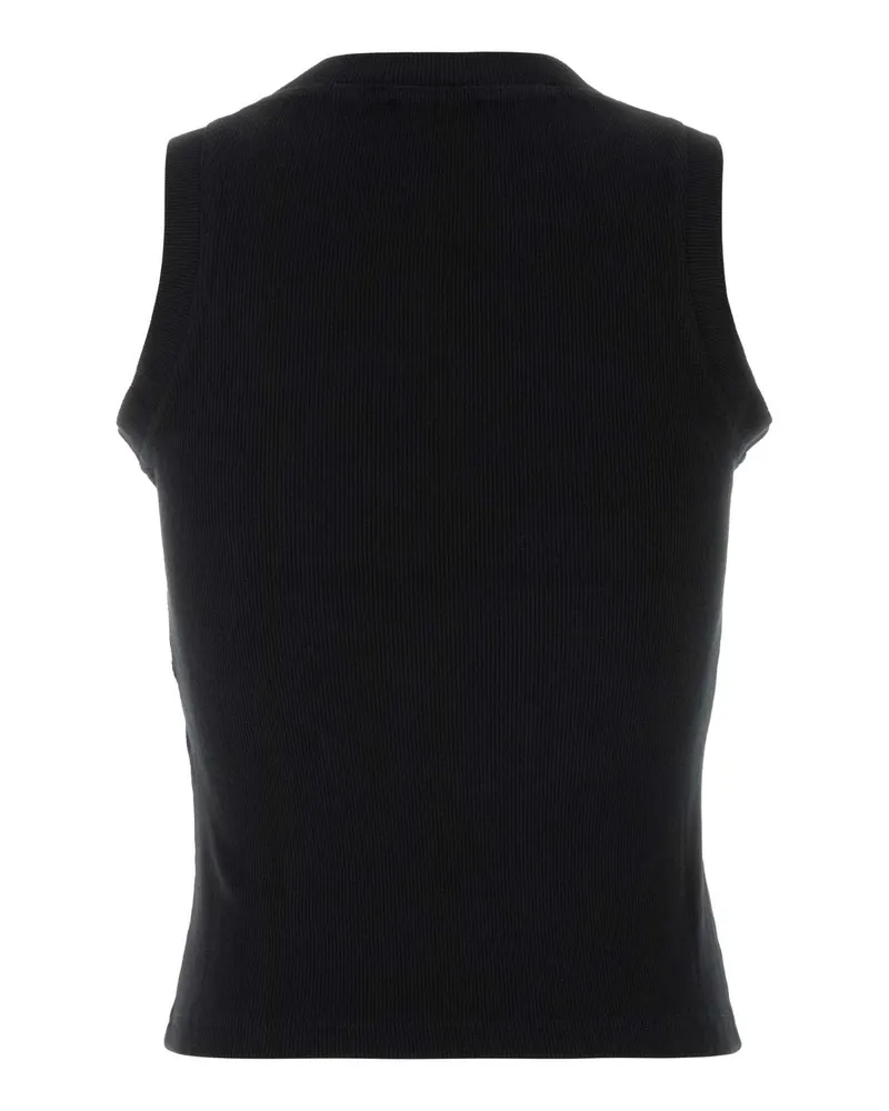 OFF-WHITE Women's Black Stretch Cotton Tank Top Black-White Exterior: Elastane Maglie Sweater Black