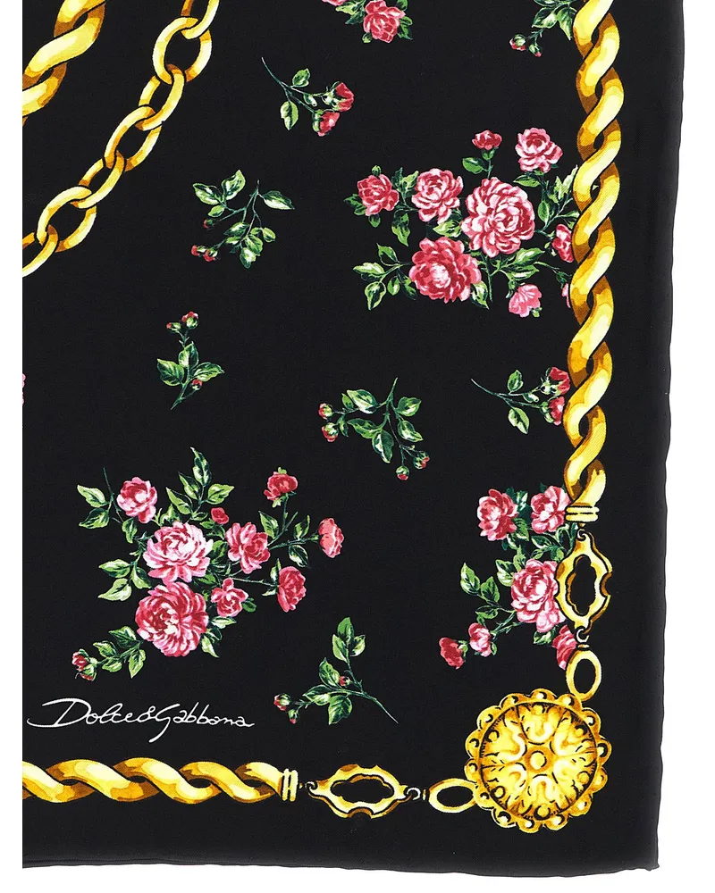 Dolce & Gabbana Mazzolini di Rose Scarf — Black Black