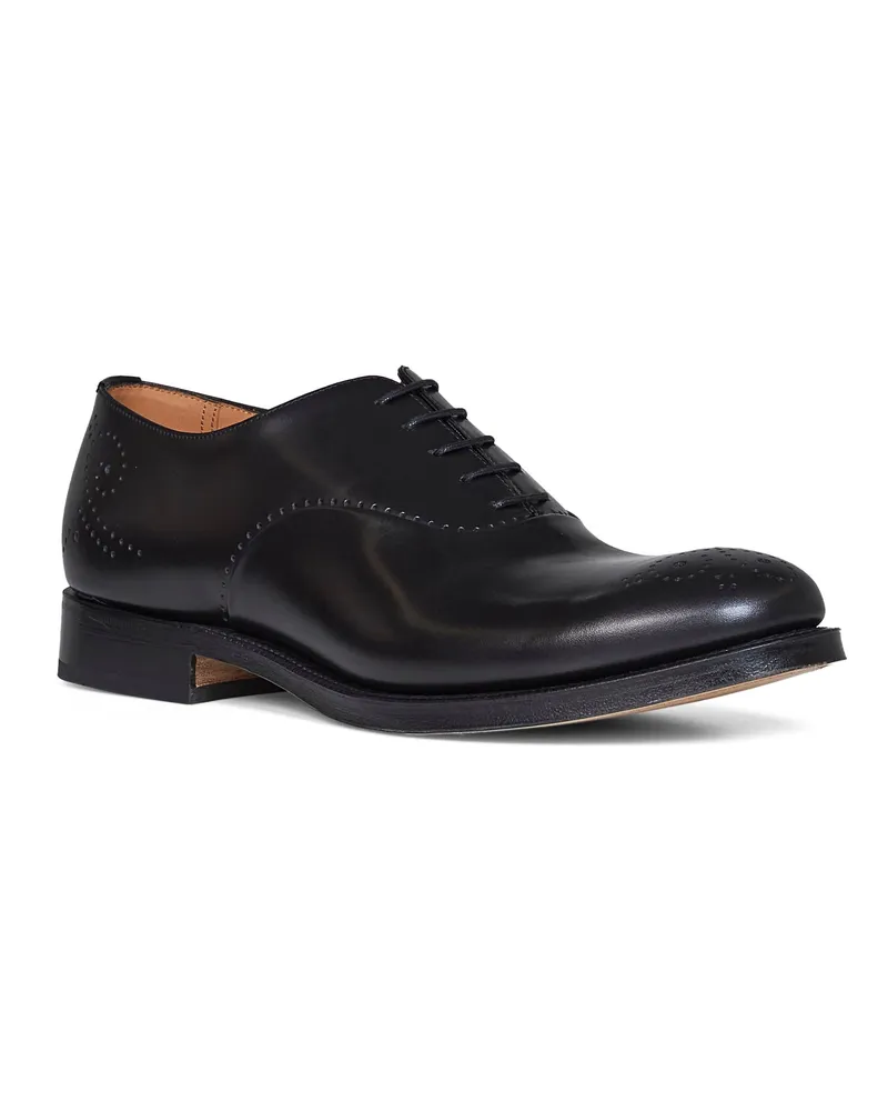 Church's Men's Oxford Shoes Skipton Black Brushed Leather Calf Lace-Up Flat Black