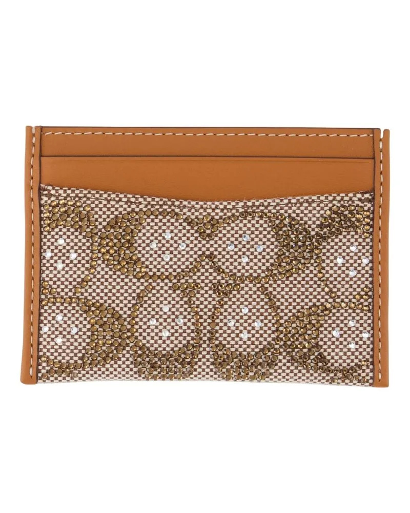 Coach Women's Crystal Signature Essential Card Holder -  Leather Brown Accessories Card-Holder Brown