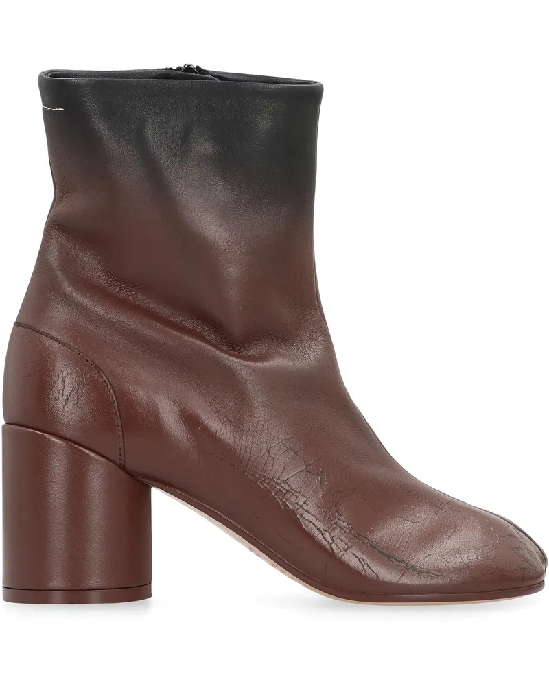 Maison Margiela Women's Leather Ankle Boots With Vintage Effect Brown Ovine Brown