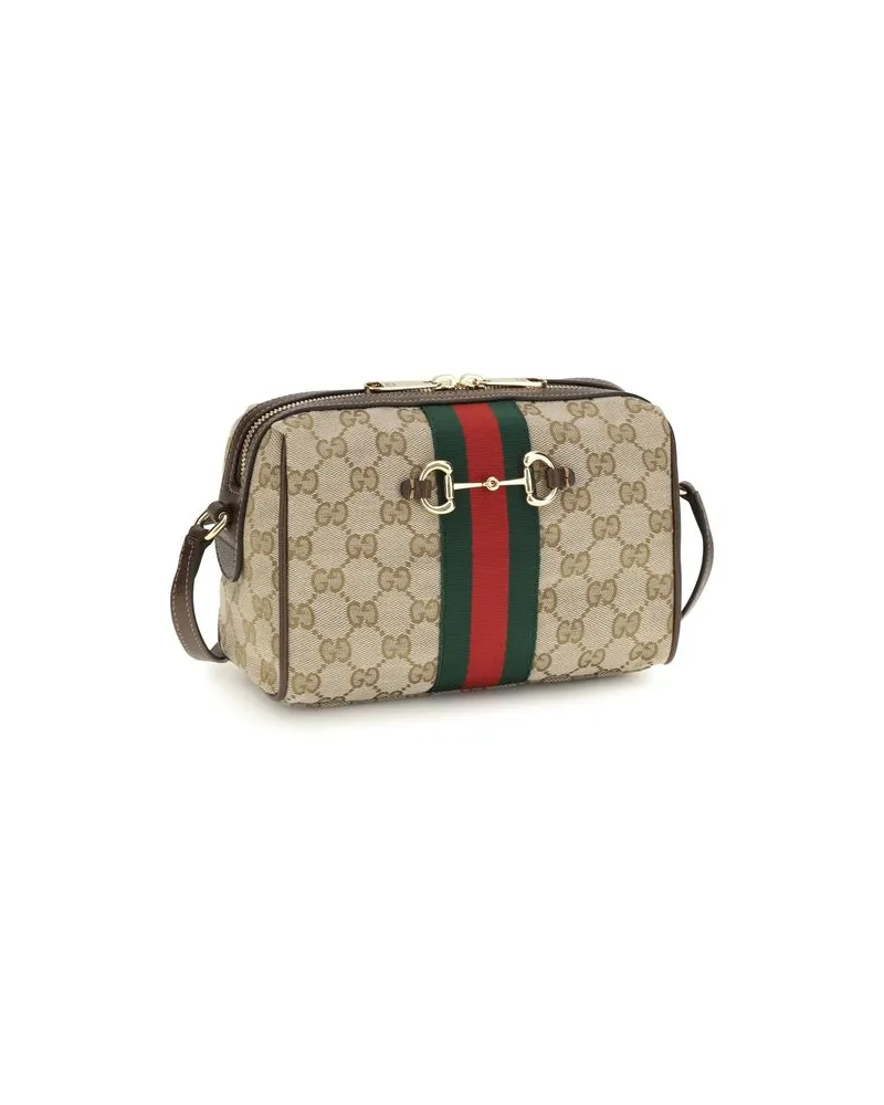 Gucci Horsebit Web Camera Shoulder Bag — Beige Beige