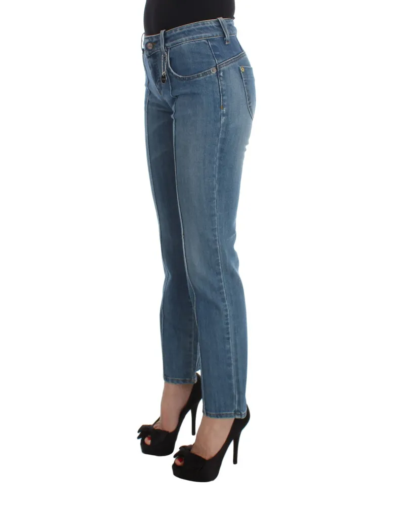 CoSTUME NATIONAL Women's Blue Cotton Slim Fit Cropped Jeans Clothing Blue