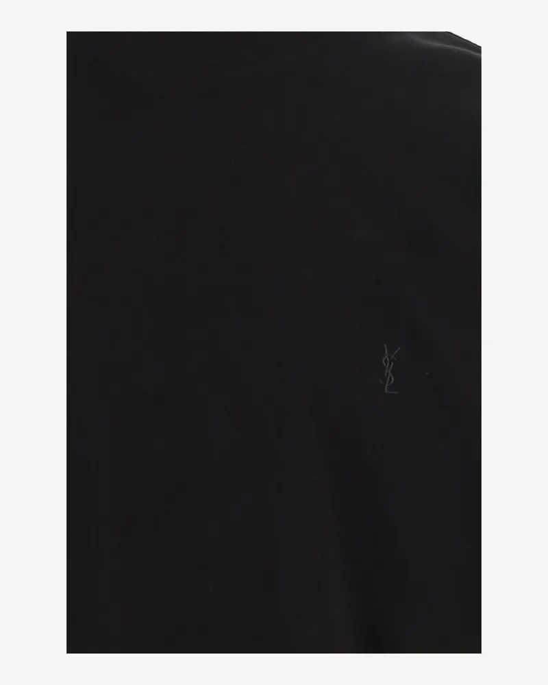 Saint Laurent Cotton Crew-Neck Sweater — Black Black
