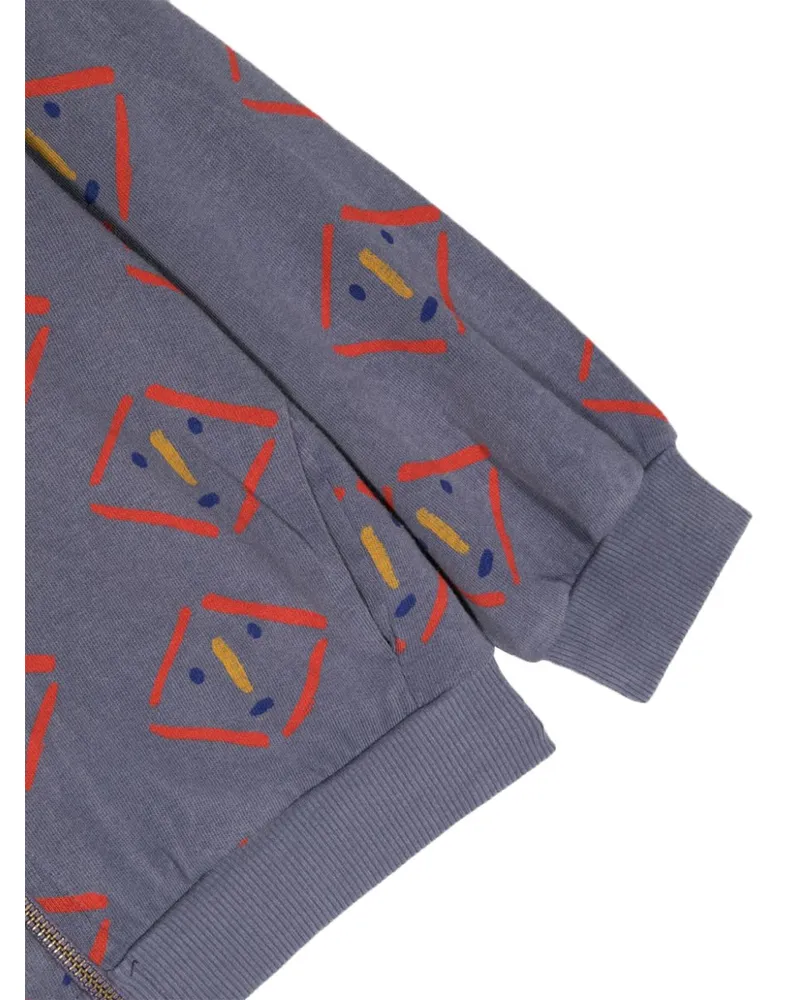 BOBO CHOSES Organic Cotton Zipped Hoodie — Blue Blue