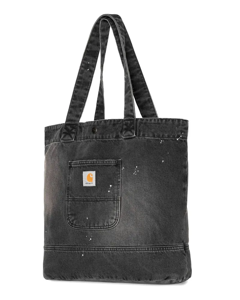 Carhartt WIP Destroy-Wash Denim with Paint Splatters Tote Bag — Black Black