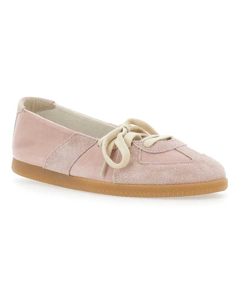 Maison Margiela Women's Low Top Sneakers Pink Leather-Suede Sheep Trainers Pink