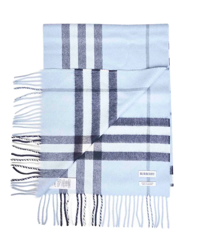 Burberry Cashmere Check Scarf — Blue Blue