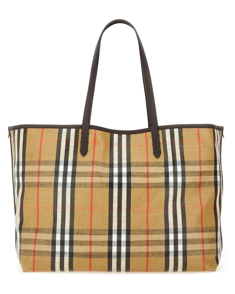 Burberry Women's Shoulder Bag Tote Highlands Beige Cotton Handbags Hand Beige