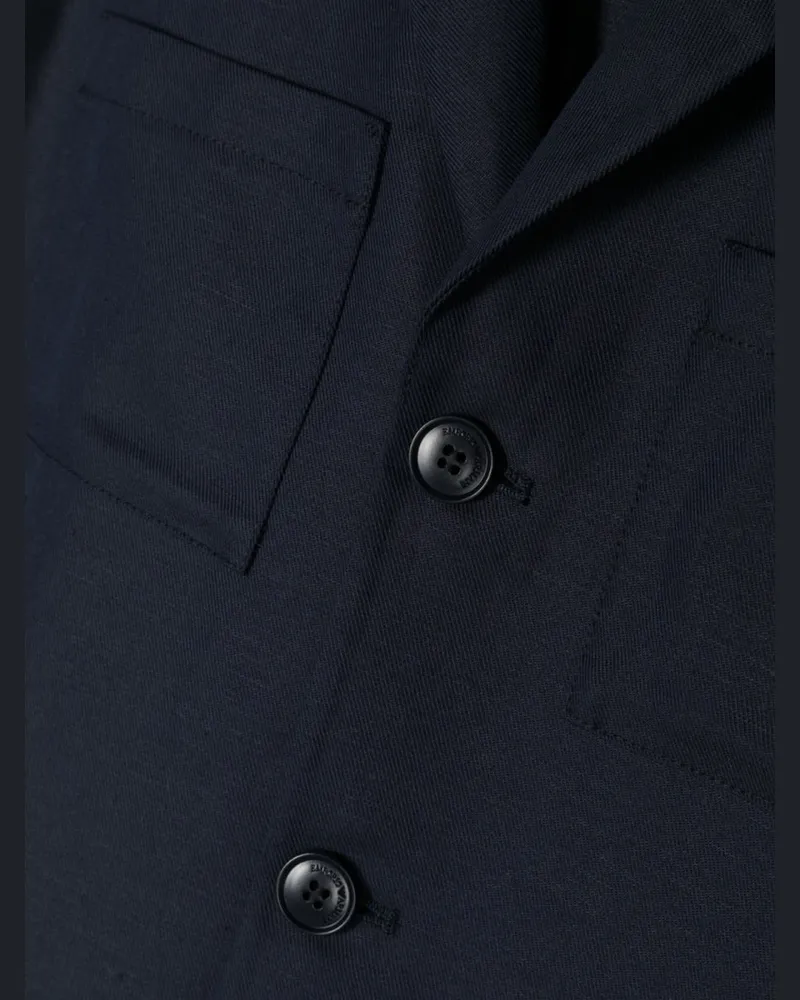 Emporio Armani Cotton-Linen Blazer — Blue Blue