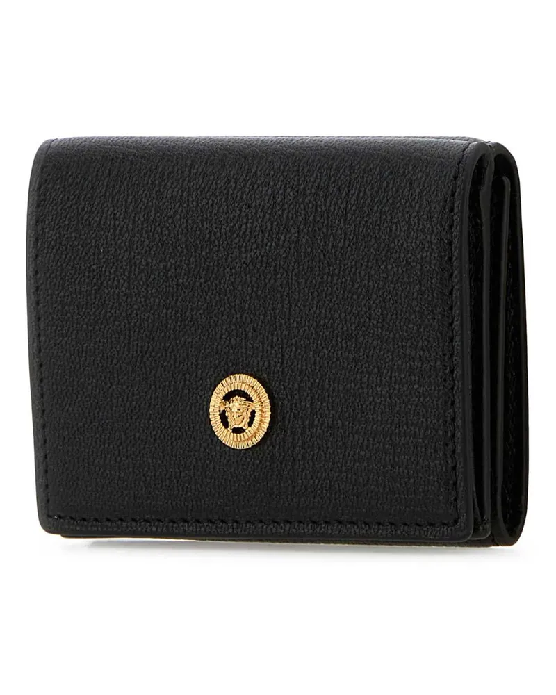 Versace Men's Black Leather Medusa Biggie Wallet Blackgold Portafogli Black