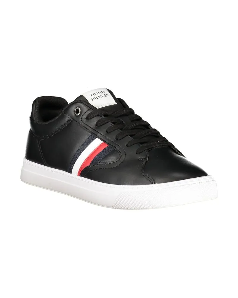 Tommy Hilfiger Leather and Polyester Sneaker — Black Black
