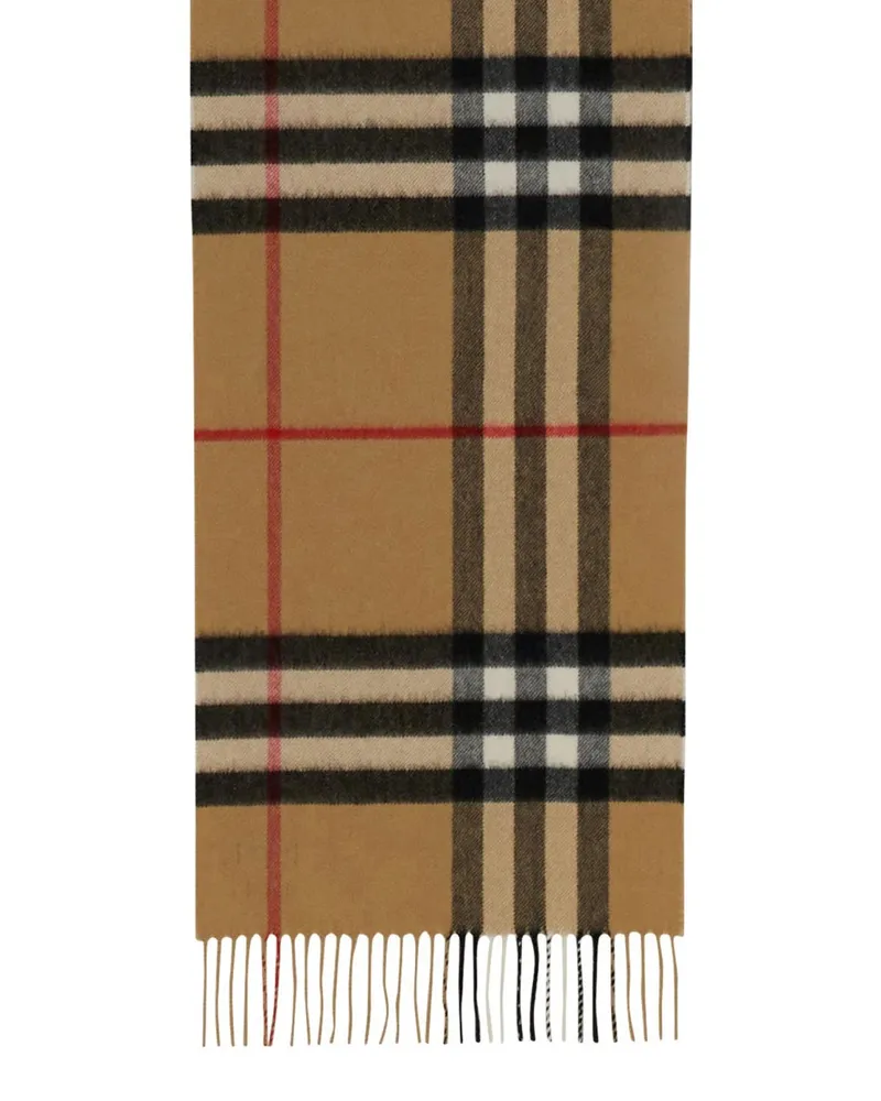 Burberry Women's Check Cashmere Scarf Beige Scarfs Beige