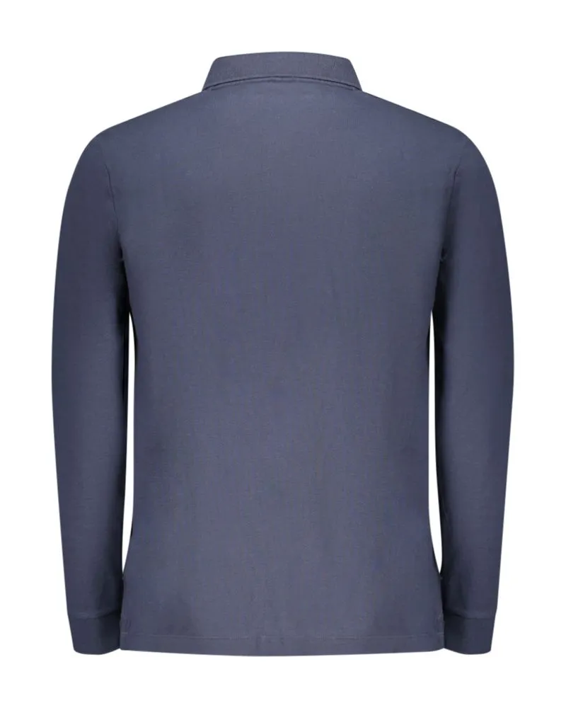 Timberland Long-Sleeved Cotton Polo Shirt — Blue Blue