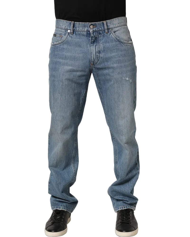 Dolce & Gabbana Light Blue Washed Denim Jeans — Blue Blue