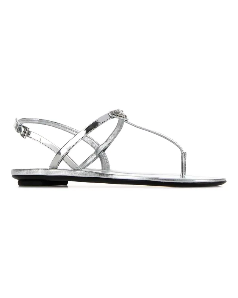 Prada Women's Silver Leather Thong Sandals Argento Sandali Argento