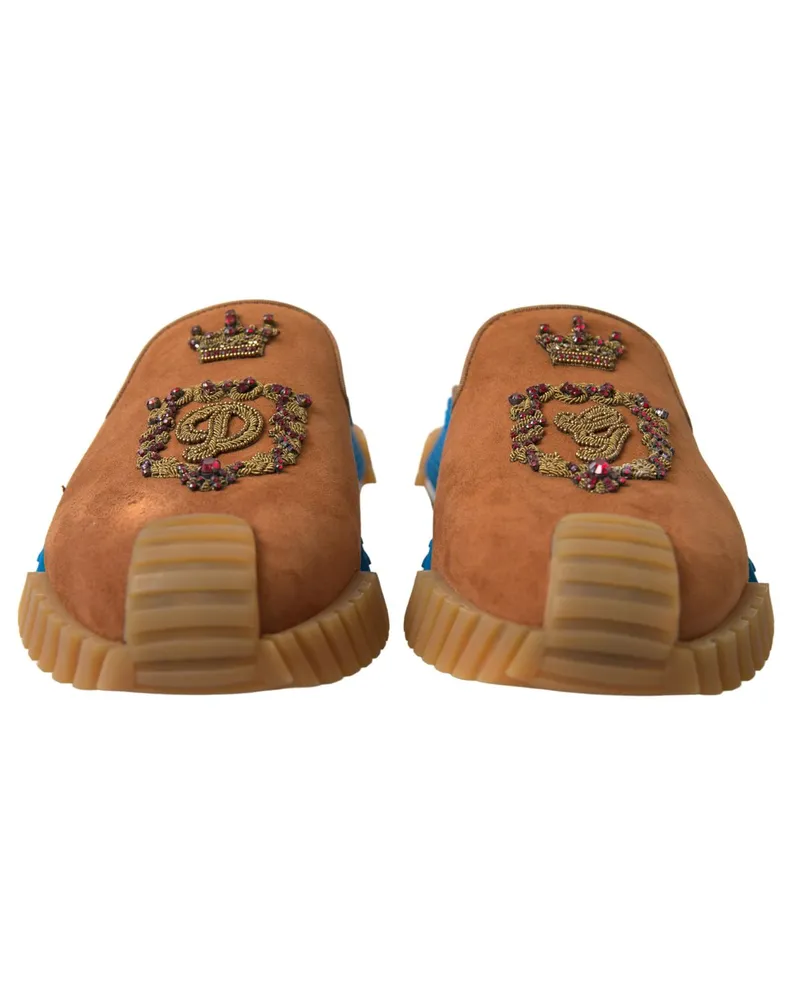 Dolce & Gabbana Men's Brown Suede Crown Logo Ns1 Slides Sandals Cotton Brown