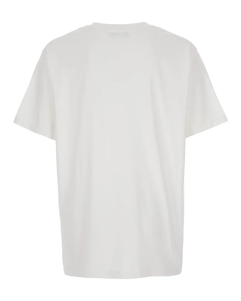 Balmain Men White Crewneck T-Shirt With Logo Cotton T-Shirts And Polos White