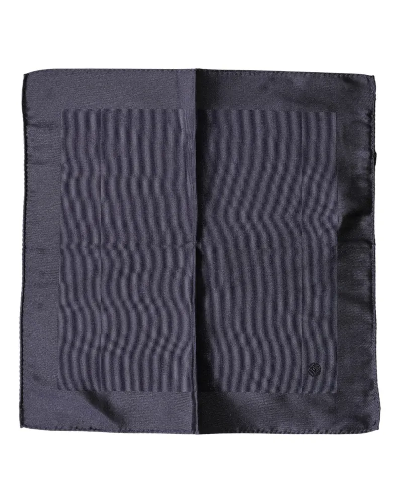 Dolce & Gabbana Blue Logo Silk Men Square Handkerchief Scarf Blue