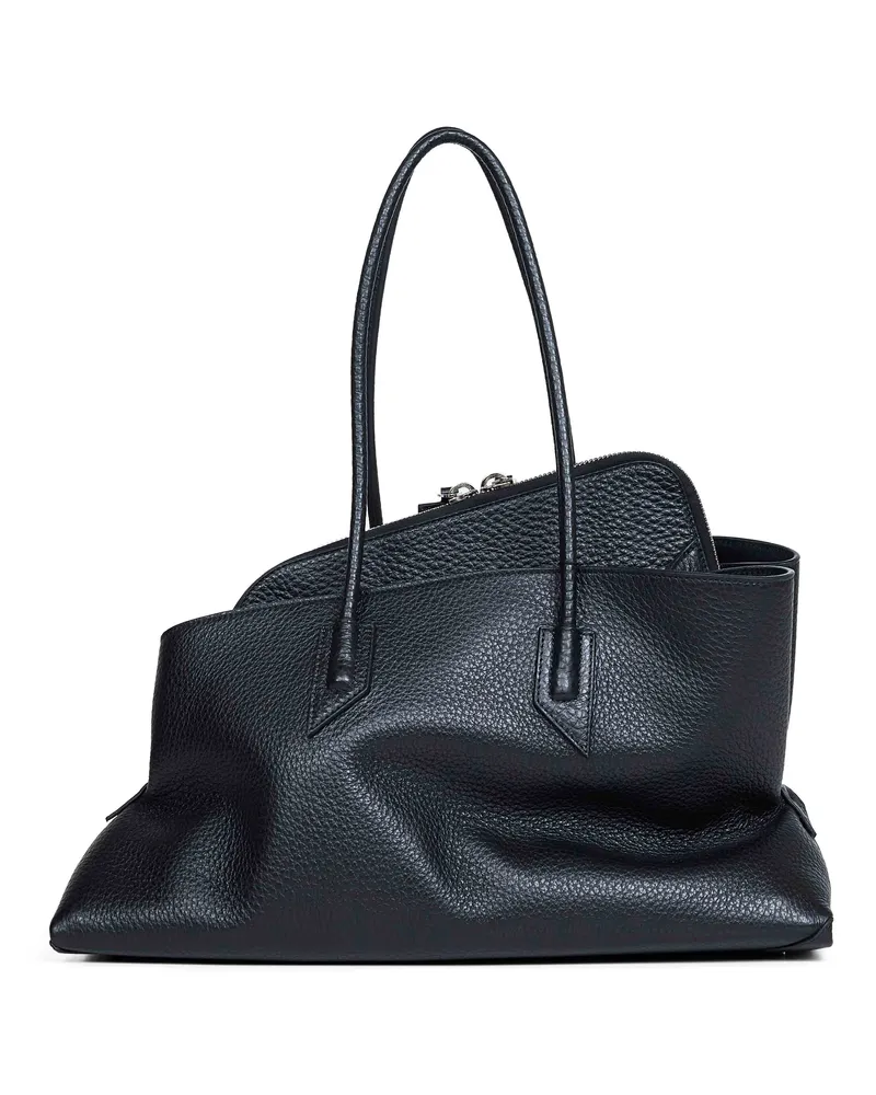 ATTICO Women's Top Handle Bag La Passeggiata Medium Black Calf Leather Handbags Hand Black
