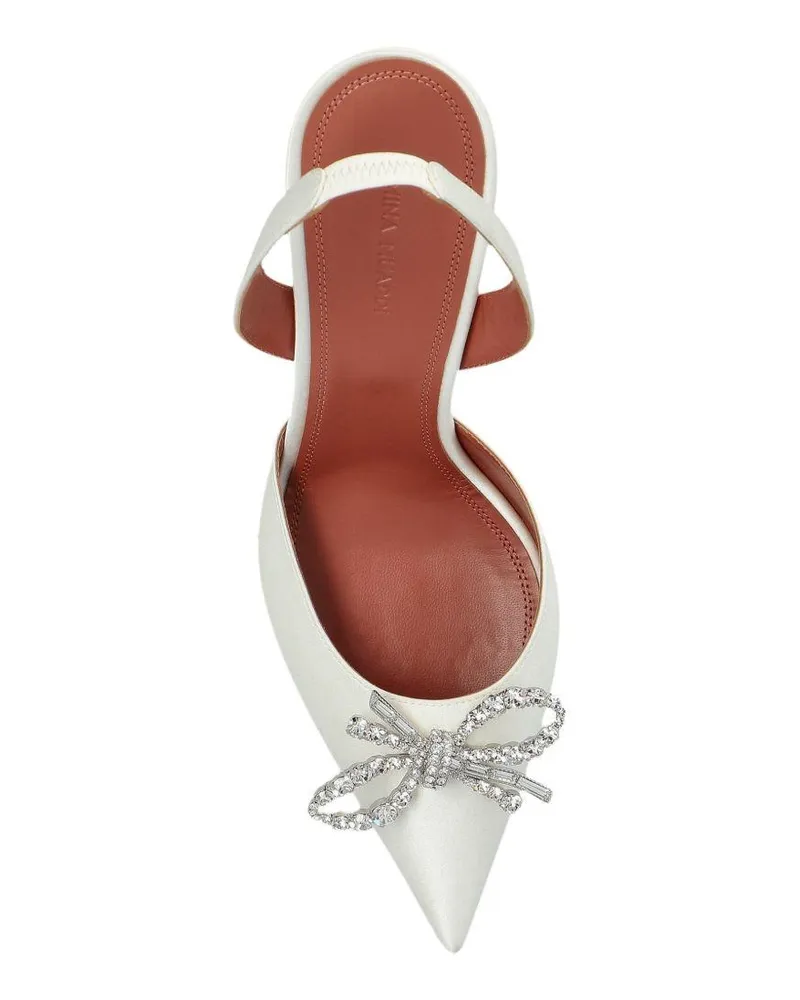 Amina Muaddi Women's Slingback Pumps Rosie 95 White Silk High Heel Shoes White