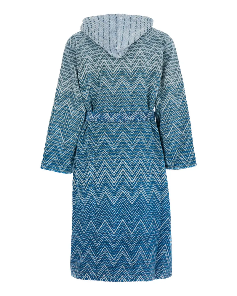 Missoni Home Unisex Bathrobe Stone Blue Cotton Towels & Bath Robes Blue