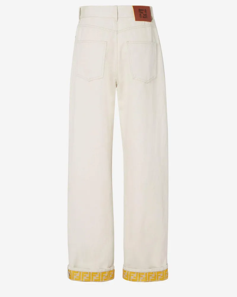 Fendi Women's Jeans Cotton-Linen Beige Beige