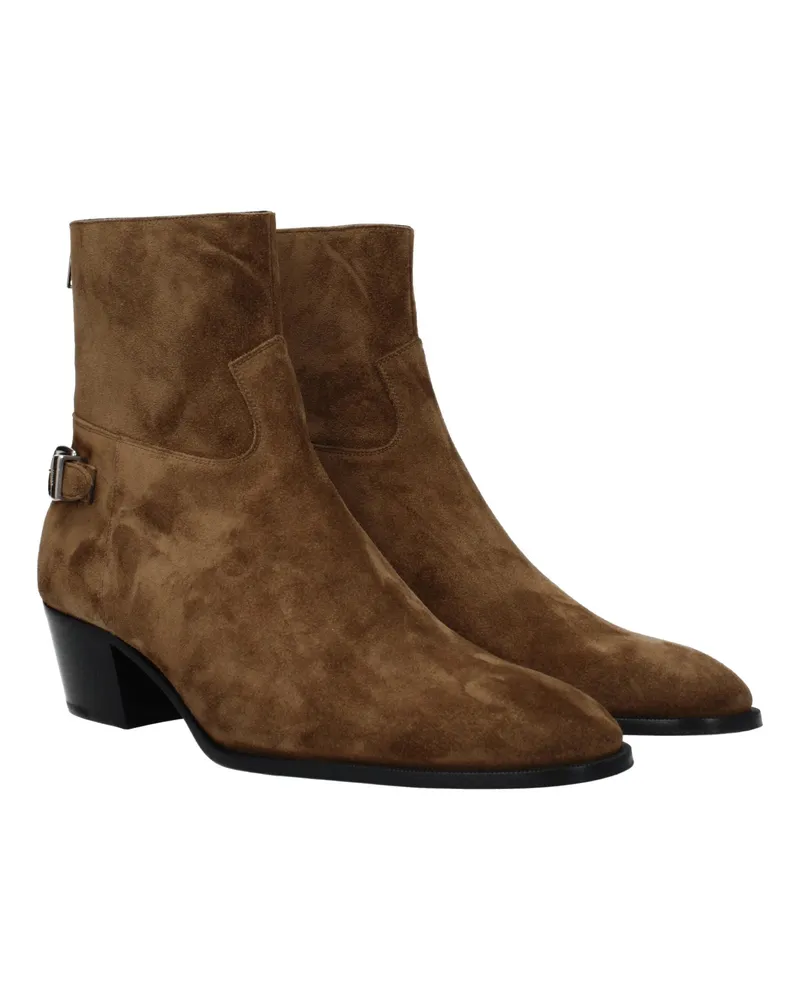 Celine Men's Brown Leather Ankle Boots Brown