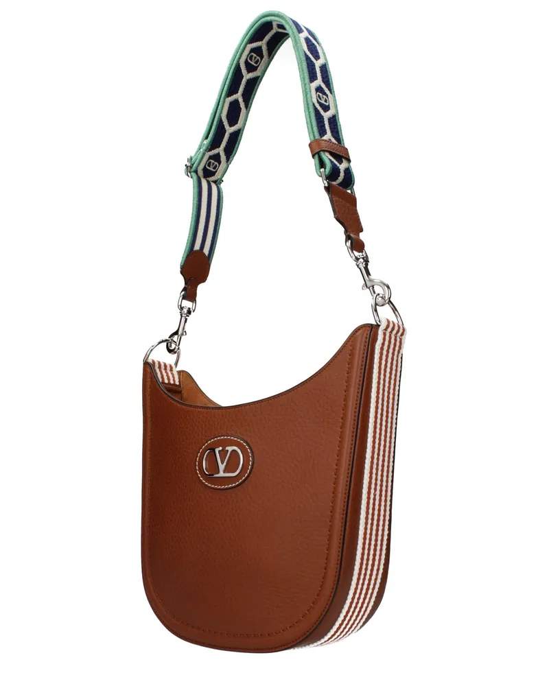 Valentino Garavani Men's Brown Leather Crossbody Bag Brown