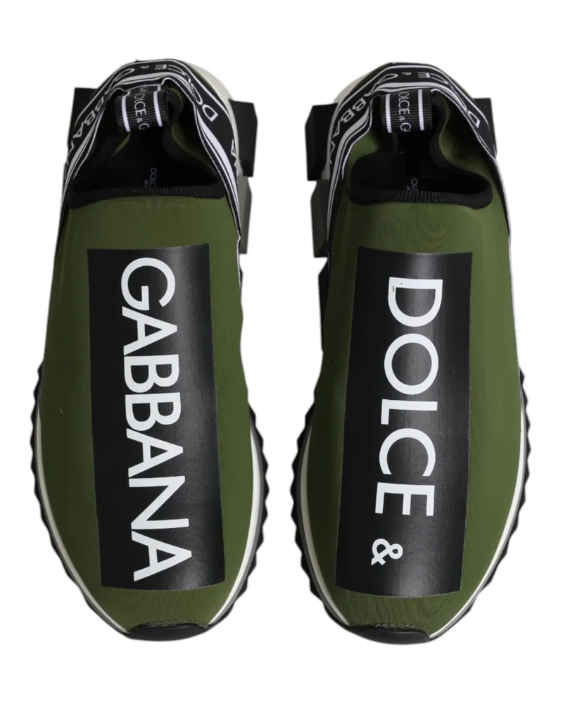 Dolce & Gabbana Men's Green Black Slip On Sorrento Sneakers Shoes Green