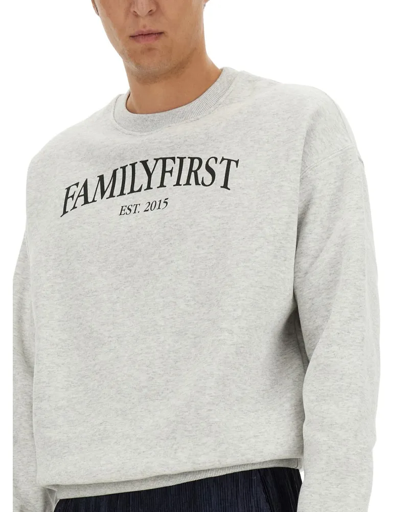 Family First Logo-Embroidered Cotton Sweatshirt — Gray Gray