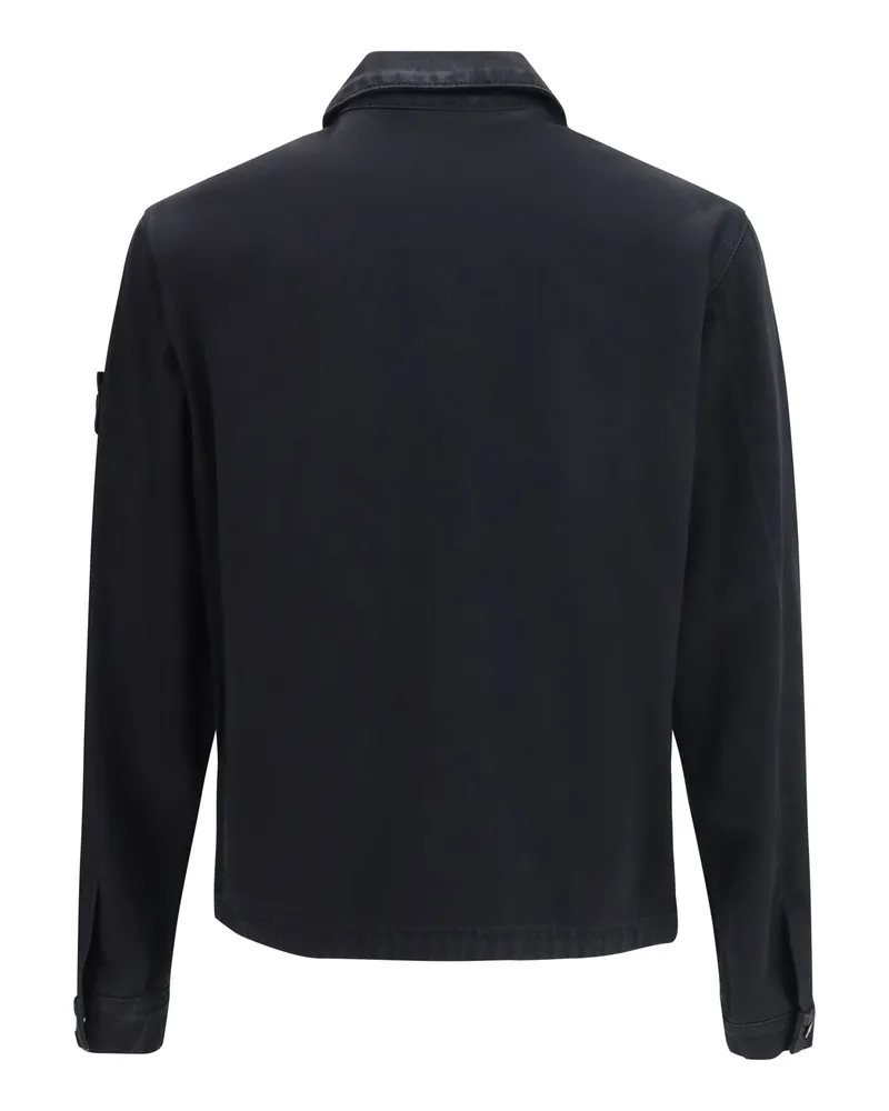 Stone Island Cotton Biker Jacket — Black Black