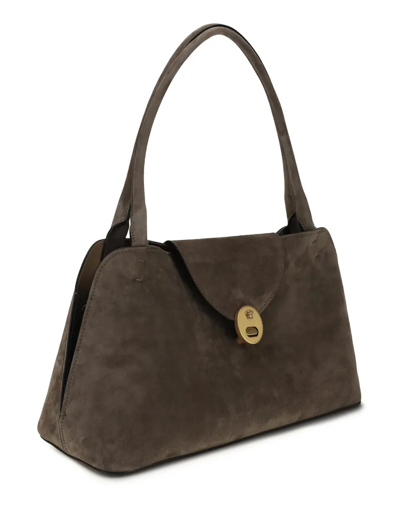 Versace Women's Shoulder Bag Vivian Taupe Gold Calf Leather Brown